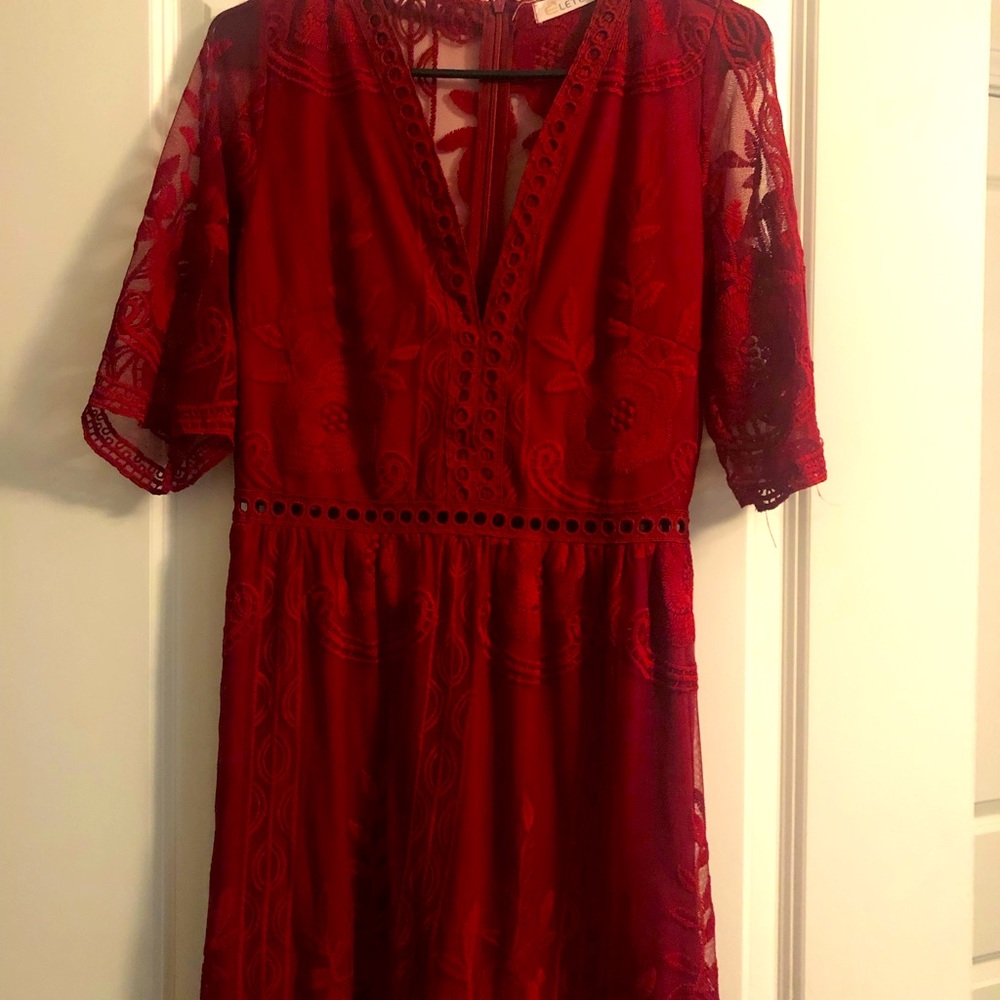 Maroon Lace Long Dress
